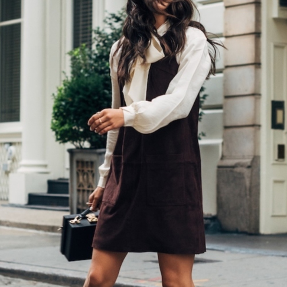 NWT Joie Brown Genuine Suede Fafhia Jumper Dress